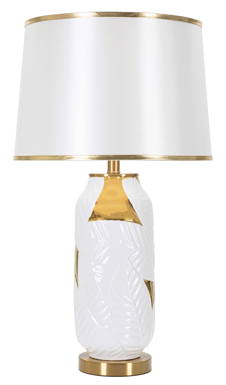 Lampa de masa Glam Leaf, Mauro Ferretti, Ø40 x 70 cm, 1 x E27, 40W, ceramica/fier, auriu/alb - imagine 7